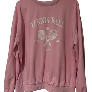 Pink Oversized Tennis Ball Society Women's Sweatshirt